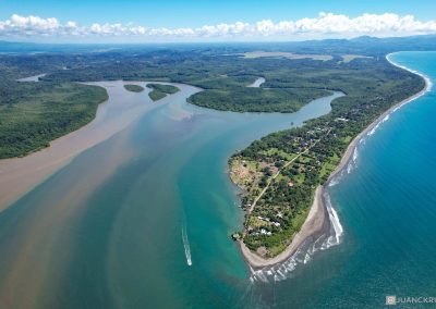 Aerial view of Punta Zancudo peninsula with its small town